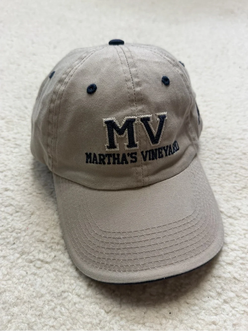 Martha's Vineyard MV Embroidered Khaki Baseball Cap Hat